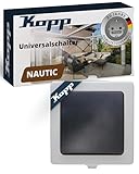 Kopp NAUTIC Universalschalter in Grau - 1-fach Lichtschalter-Aufputz mit 10AX Schaltvermögen - Sicherer IP44 Feuchtraum-Schalter-Aufputz - Hochwertiger Aus-Wechselschalter 250V~